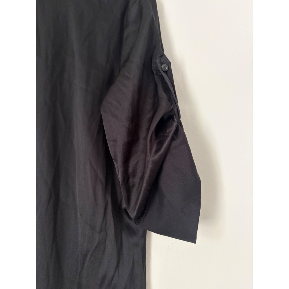Express Design Studio Ruffle Front Collared Black Silk Elegant Dress Size M - Picture 9 of 9